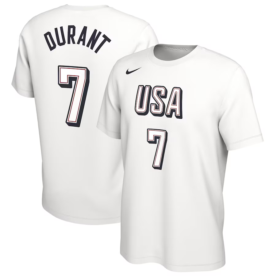 Men 2024 Paris Olympics USA basketball 7 Durant white T shirts